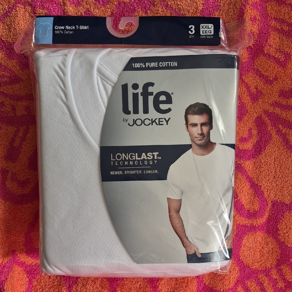 NEW Jockey Life XXL White Crew Neck Undershirts 3-Pack